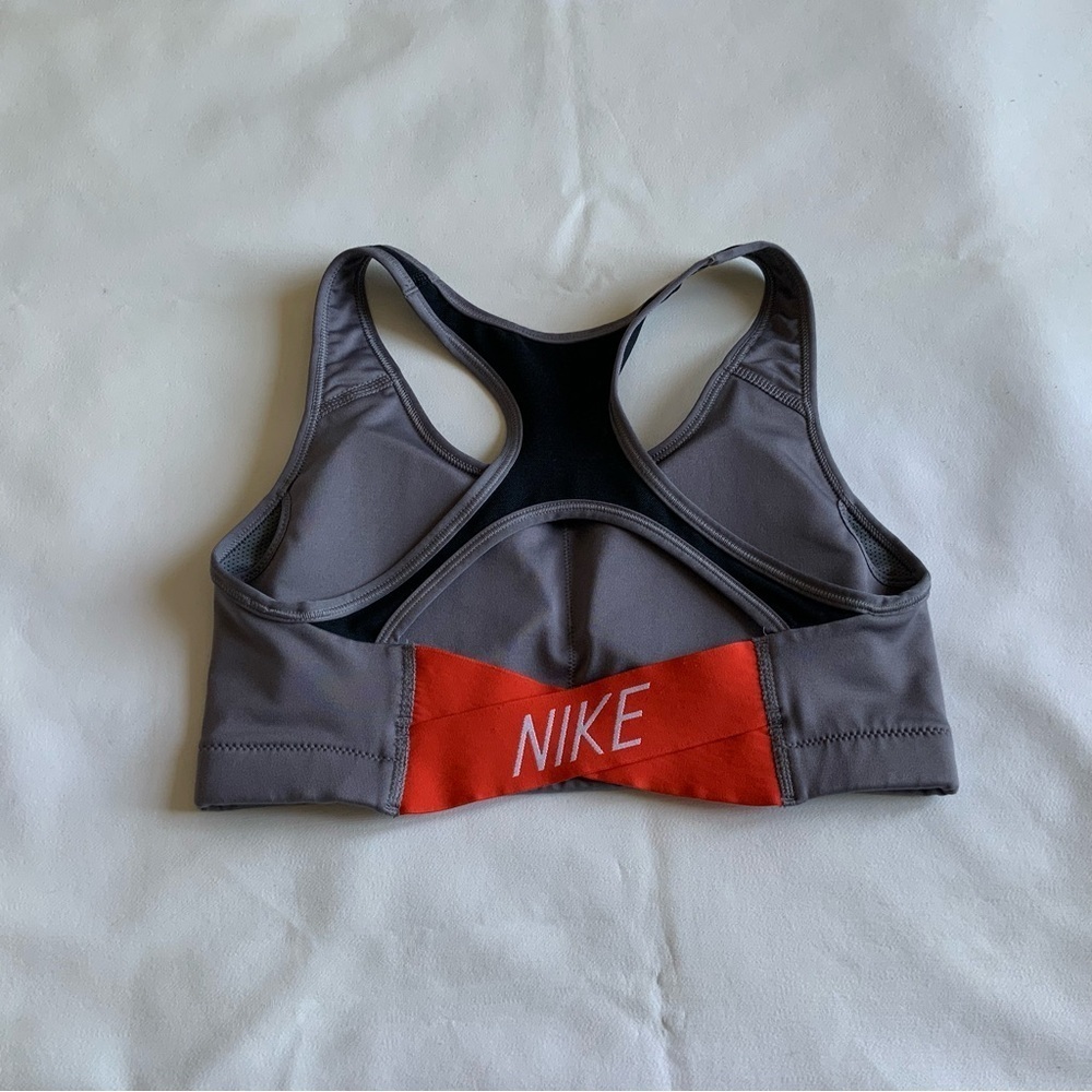 Nike Women's gray and red Sports Bra - Picture 3 of 5